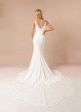 Diamond White Mermaid Sequins Stretch Crepe Dress